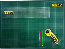 Base Corte A2 60x45 Régua 15x50 Cortador 2 Canetas Patchwork Base Corte A2 60x45 Régua 15x50 Cortador 2 Canetas Patchwork