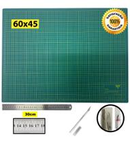 Base Corte A2 60x45 Régua Inox 30cm Caneta Estilete Precisão