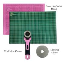 Base Corte Patchwork 60x45 Verde Rosa Preta Cinza Cortador45