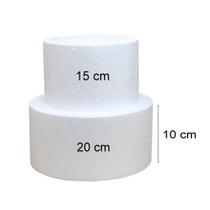 Base De Bolo Fake Isopor 15 e 20 C/ 10cm 2 Andar Cenográfico Base De Bolo Fake Isopor 15 e 20 C/ 10cm 2 Andar Cenográfico