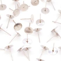 Base de Brinco para Colagem Metal Níquel 6mm 200pçs 28g Base de Brinco para Colagem Metal Níquel 6mm 200pçs 28g