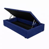 Base De Cama Box Baú Helena Solteiro 88 x 188 cm Suede Azul Marinho Eli Móveis e Decoração Base De Cama Box Baú Helena Solteiro 88 x 188 cm Suede Azul Marinho Eli Móveis e Decoração