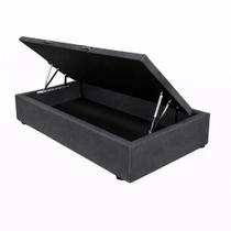 Base De Cama Box Baú Helena Solteiro 88 x 188 cm Suede Cinza Escuro Eli Móveis e Decoração Base De Cama Box Baú Helena Solteiro 88 x 188 cm Suede Cinza Escuro Eli Móveis e Decoração