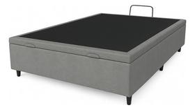 Base De Cama Box Com Baú Viuva Em Suede Cinza