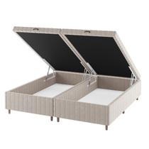 Base de Cama Box Queen Vision com Baú Turkey/Creme - Vian