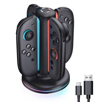 Base de carregamento Mumba para Nintendo Switch 2 Joy-Con, 4 em 1, RGB Base de carregamento Mumba para Nintendo Switch 2 Joy-Con, 4 em 1, RGB