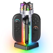 Base de carregamento RunSnail Switch 2 JoyCon 4 controladores 6 slots RGB