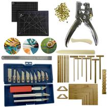 Base de Corte 45x30 Kit Scrapbook Cartonagem Gabaritos WireO Alicate Para Aplica Ilhos Jogo de Estilete Régua 30cm Dobradeira Vincador