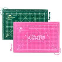 Base de Corte A3 45x30cm Verde e Rosa Patchwork Scrapbook