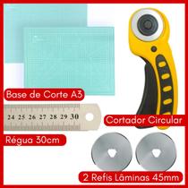 Base de Corte A3 Cortador Circular 45mm C/Refis e Régua 30cm