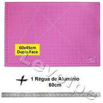 Base De Corte Rosa 60x45cm + Régua De Metal 60cm Patchwork