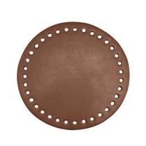 Base de couro p/bolsa redonda 22cm cor marrom café unidade