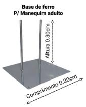 Base de ferro 2 pinos para manequins (Feminino ou Masculino) adulto na cor prata