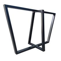 Base de Ferro Metalon Estilo Industrial para Mesas em Geral - Modelo Trapézios Duplos - Preto Eletrostático