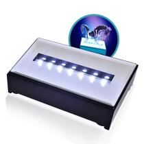 Base de luz LED ASENTE 7 para arte em vidro com tampo espelhado
