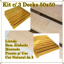 Base de Madeira Decks Modular Jardim Decoração 3 Pçs 50x50