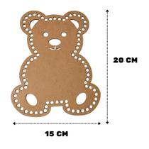 Base de MDF Formato de Urso crochê/Fio de malha -