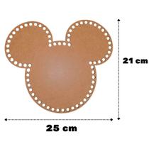 Base de MDF Formato Mickey Mouse crochê/Fio de malha -