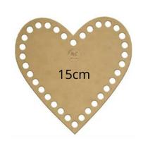 Base de MDF para crochê/Fio de malha Coração - 15cm x 15cm