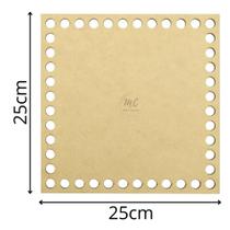 Base de MDF para crochê/Fio de malha Quadrada - 25cm x 25cm
