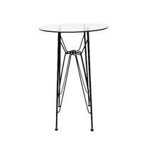 Base de Mesa Eames Bistrô Alta Ferro Eiffel cor Preta com Tampo de Vidro Base de Mesa Eames Bistrô Alta Ferro Eiffel cor Preta com Tampo de Vidro