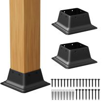 Base de postagem SPACEEUP 4x4, suportes quadrados pretos, aço, 3 peças Base de postagem SPACEEUP 4x4, suportes quadrados pretos, aço, 3 peças