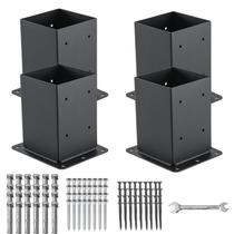 Base de poste AXWHYS 4x4, 4 peças internas, 9,14 x 9,14 cm, aço preto Base de poste AXWHYS 4x4, 4 peças internas, 9,14 x 9,14 cm, aço preto
