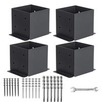 Base de poste AXWHYS 6x6 Heavy Duty Black Metal revestida a pó