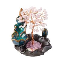 Base De Queimador De Incenso De Árvore Da Fortuna De Cristal Natural Colorido Pedra De Decoração
