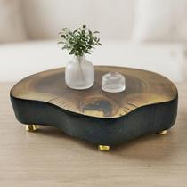Base Decorativa Rústica Madeira 20 x 21cm Pezinhos Dourados Base Decorativa Rústica Madeira 20 x 21cm Pezinhos Dourados