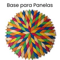 Base Descanso Porta-Panela Madeira Redonda, Colorida, 24cm