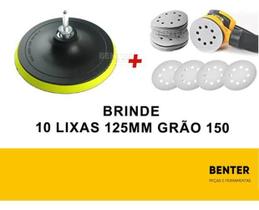 Base Disco De Lixa Com tiras aderentes 125Xm14 + Lixa Grão150