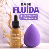Base Fluida Vegana Dapop Oil Free Cobertura Média Efeito Natural + Esponjinha Beauty Blender Pele