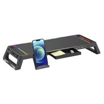 Base Gamer Para Monitor C3Tech BM-L100BK RGB C/ Gaveta e USB