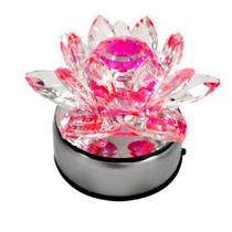 Base Led Girátoria + Flor Lótus 12Cm Rosa Cristal - Atabaska Mix