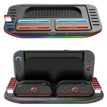 Base LED RGB Multifuncional Para Nintendo Switch 2 Suporte Carregador Preto
