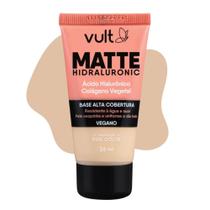 Base Líquida Alta Cobertura Cor V150 Matte Hidraluronic Colágeno Vegano 26ml Vult