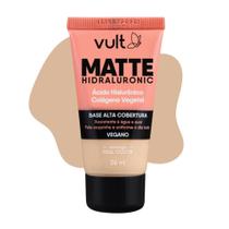 Base Líquida Alta Cobertura Cor V200 Matte Hidraluronic Colágeno Vegano 26ml Vult