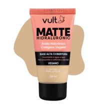 Base Líquida Alta Cobertura Cor V220 Matte Hidraluronic Colágeno Vegano 26ml Vult
