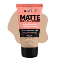 Base Líquida Alta Cobertura Cor V250 Matte Hidraluronic Colágeno Vegano 26ml Vult