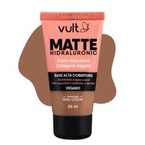 Base Líquida Alta Cobertura Cor V330 Matte Hidraluronic Colágeno Vegano 26ml Vult