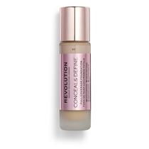 Base Makeup Revolution Conceal & Define, base de maquiagem em creme, cobertura total, para tons de pele médios, vegana e livre de crueldade, F7, 23 ml Base Makeup Revolution Conceal & Define, base de maquiagem em creme, cobertura total, para tons de pele médios, vegana e livre de crueldade, F7, 23 ml