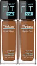 Base Maybelline Fit Me Matte + Poreless Mocha, kit com 2 unidades
