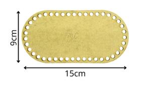 Base MDF Oval Arredondada crochê/Fio de malha - 15cm x 9cm