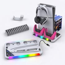 Base Multifuncional Led Cooler Carregador de controle Suporte Slots de jogo para Ps5 Fat Slim Pro