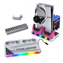 Base Multifuncional Led Cooler Carregador de controle Suporte Slots de jogo para Ps5 Fat Slim Pro Base Multifuncional Led Cooler Carregador de controle Suporte Slots de jogo para Ps5 Fat Slim Pro