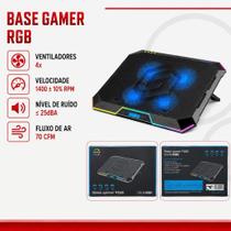 Base Notebook Gamer RGB 4 Ventoinhas Cooler Ajustável Suporte para Notebook DELTA-B3142 Base Notebook Gamer RGB 4 Ventoinhas Cooler Ajustável Suporte para Notebook DELTA-B3142