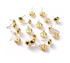 Base para Brinco Meia Bola 8mm Dourada 100 Unidades - Ferro Base para Brinco Meia Bola 8mm Dourada 100 Unidades - Ferro