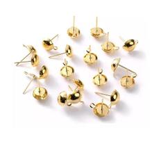 Base para Brinco Meia Bola 8mm Dourada com 300 unidades