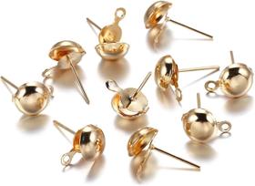 Base Para Brinco Meia Bola 8Mm Dourada Com 500 Unidades Base Para Brinco Meia Bola 8Mm Dourada Com 500 Unidades